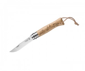Нож складной Opinel Tradition Animalia №08, 8,5 см, рукоять дуб, рис. гора