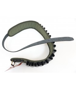 Патронташ Vektor открытый капроновый с газырями и ремнем, нат. кожа (П-46)