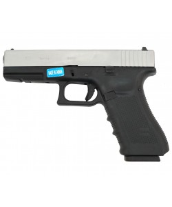 Страйкбольный пистолет WE Glock-17 Gen.4 Silver, сменные накладки (WE-G001B-SV)