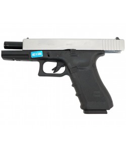 Страйкбольный пистолет WE Glock-17 Gen.4 Silver, сменные накладки (WE-G001B-SV)