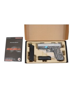 Страйкбольный пистолет WE Glock-17 Gen.4 Silver, сменные накладки (WE-G001B-SV)