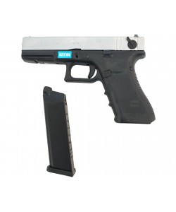 Страйкбольный пистолет WE Glock-18 Gen.4 Silver, сменные накладки (WE-G002B-SV)