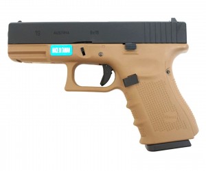 Страйкбольный пистолет WE Glock-19 Gen.4 Tan, сменные накладки (WE-G003B-TN)