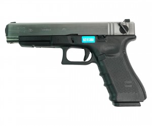 Страйкбольный пистолет WE Glock-35 Gen.4 Silver, сменные накладки (WE-G009B-SV)