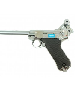 Страйкбольный пистолет WE Luger P08 6” Silver (WE-P005)