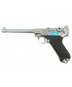 Страйкбольный пистолет WE Luger P08 6” Silver (WE-P005)