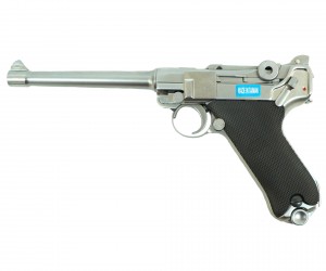 Страйкбольный пистолет WE Luger P08 6” Silver (WE-P005)