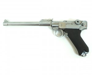 Страйкбольный пистолет WE Luger P08 8” Silver (WE-P006)