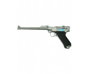Страйкбольный пистолет WE Luger P08 8” Silver (WE-P006)