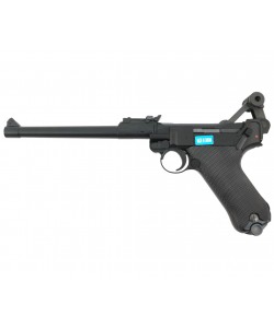 Страйкбольный пистолет WE Luger P08 8” Black (WE-P003)
