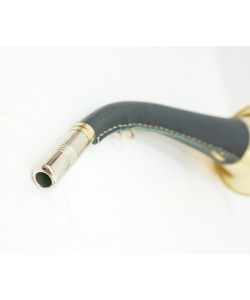 Горн охотничий (кожаная отделка) 30 см, круглый, темно-зеленый