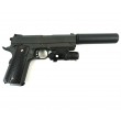 Страйкбольный пистолет Galaxy G.25A (Colt 1911 Rail) с ЛЦУ и глушителем - фото № 2