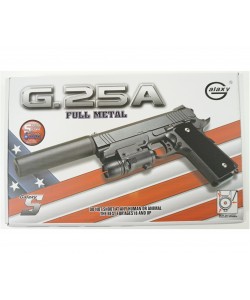 Страйкбольный пистолет Galaxy G.25A (Colt 1911 Rail) с ЛЦУ и глушителем