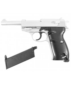 Страйкбольный пистолет Galaxy G.21S (Walther P38) серебристый