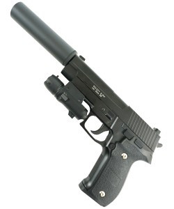 Страйкбольный пистолет Galaxy G.26A (Sig Sauer 226) с ЛЦУ и глушителем