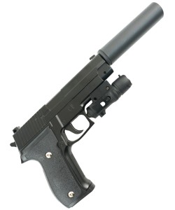 Страйкбольный пистолет Galaxy G.26A (Sig Sauer 226) с ЛЦУ и глушителем