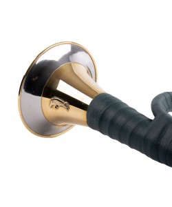 Валторна (рог витой) латунь с кожаной отделкой, темно-зеленый