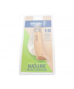 Нож складной Opinel Nature №10, садовый, 10 см, серповидный, нерж. сталь, рукоять бук