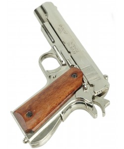 Макет пистолет Colt M1911A1 .45, хром, лакиров. дерево (США, 1911 г.) DE-6316