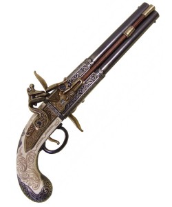 Макет пистолет кремневый двуствольный, под кость (Англия, 1750 г.) DE-1264