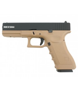 Страйкбольный пистолет KJW KP-17 Glock G17 Gas Tan, металл. затвор