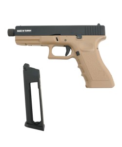 Страйкбольный пистолет KJW KP-17 Glock G17 TBC CO₂ Tan, удлин. ствол