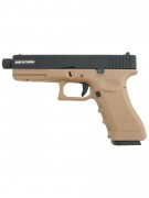 Страйкбольный пистолет KJW KP-17 Glock G17 TBC CO₂ Tan, удлин. ствол