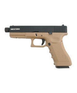 Страйкбольный пистолет KJW KP-17 Glock G17 TBC CO₂ Tan, удлин. ствол