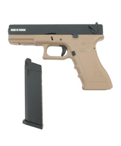 Страйкбольный пистолет KJW KP-18 Glock G18 Gas Tan, металл. затвор