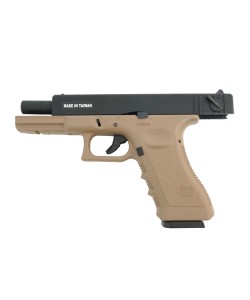 Страйкбольный пистолет KJW KP-18 Glock G18 Gas Tan, металл. затвор