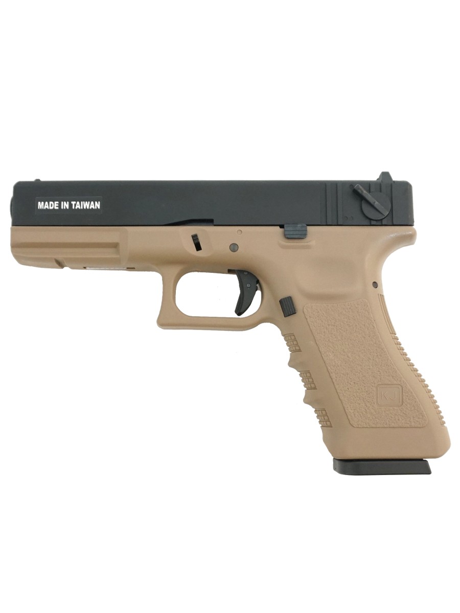 Страйкбольный пистолет KJW KP-18 Glock G18 CO₂ Tan, металл. затвор