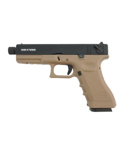 Страйкбольный пистолет KJW KP-18 Glock G18 TBC CO₂ Tan, удлин. ствол