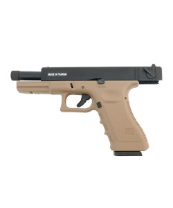 Страйкбольный пистолет KJW KP-18 Glock G18 TBC CO₂ Tan, удлин. ствол