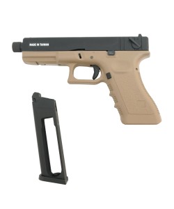 Страйкбольный пистолет KJW KP-18 Glock G18 TBC CO₂ Tan, удлин. ствол