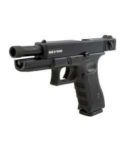Страйкбольный пистолет KJW KP-18 Glock G18 TBC CO₂ Black, удлин. ствол
