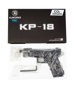 Страйкбольный пистолет KJW KP-18 Glock G18 TBC CO₂ Black, удлин. ствол