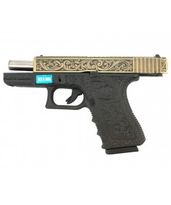 Страйкбольный пистолет WE Glock-19 Gen.3 Bronze, с гравировкой (WE-G003BOX-FP)