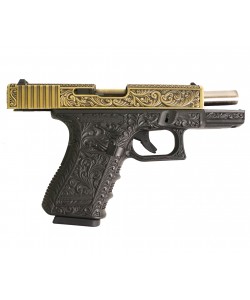 Страйкбольный пистолет WE Glock-19 Gen.3 Bronze, с гравировкой (WE-G003BOX-FP)
