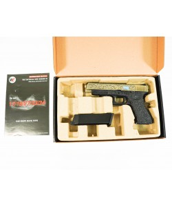 Страйкбольный пистолет WE Glock-34 Gen.3 Bronze, с гравировкой (WE-G008 BOX-FP)