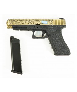 Страйкбольный пистолет WE Glock-34 Gen.3 Bronze, с гравировкой (WE-G008 BOX-FP)