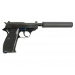 Страйкбольный пистолет WE Walther P38 GBB Black, с глушителем - фото № 2