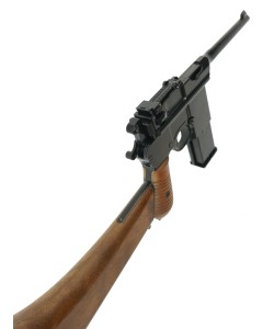 Страйкбольный пистолет WE Mauser 712 Black, кобура-приклад, длинный магазин