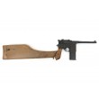 Страйкбольный пистолет WE Mauser 712 Black, кобура-приклад, длинный магазин - фото № 9