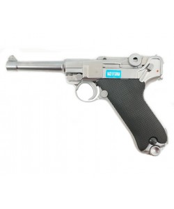 Страйкбольный пистолет WE Luger P08 4” Silver (WE-P004)