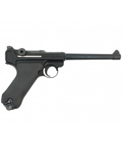 Страйкбольный пистолет WE Luger P08 6” Black (WE-P002)