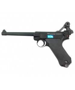 Страйкбольный пистолет WE Luger P08 6” Black (WE-P002)