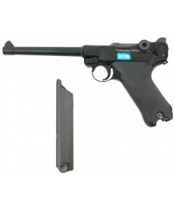 Страйкбольный пистолет WE Luger P08 6” Black (WE-P002)