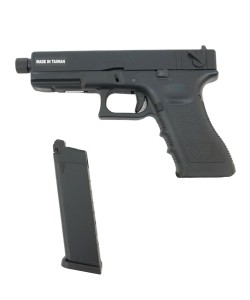 Страйкбольный пистолет KJW KP-18 Glock G18 TBC Gas Black, удлин. ствол