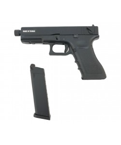 Страйкбольный пистолет KJW KP-18 Glock G18 TBC Gas Black, удлин. ствол