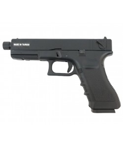 Страйкбольный пистолет KJW KP-18 Glock G18 TBC Gas Black, удлин. ствол